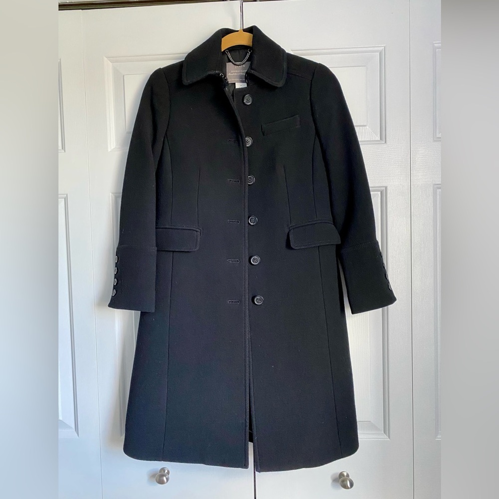 J.CREW Italian Double Cloth Wool Lady Day Coat size 0P Black